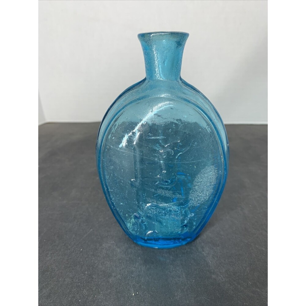 Vintage Whiskey Bottle SUCCESS TO THE RAILROAD Flask Stagecoach Green 7" Tall